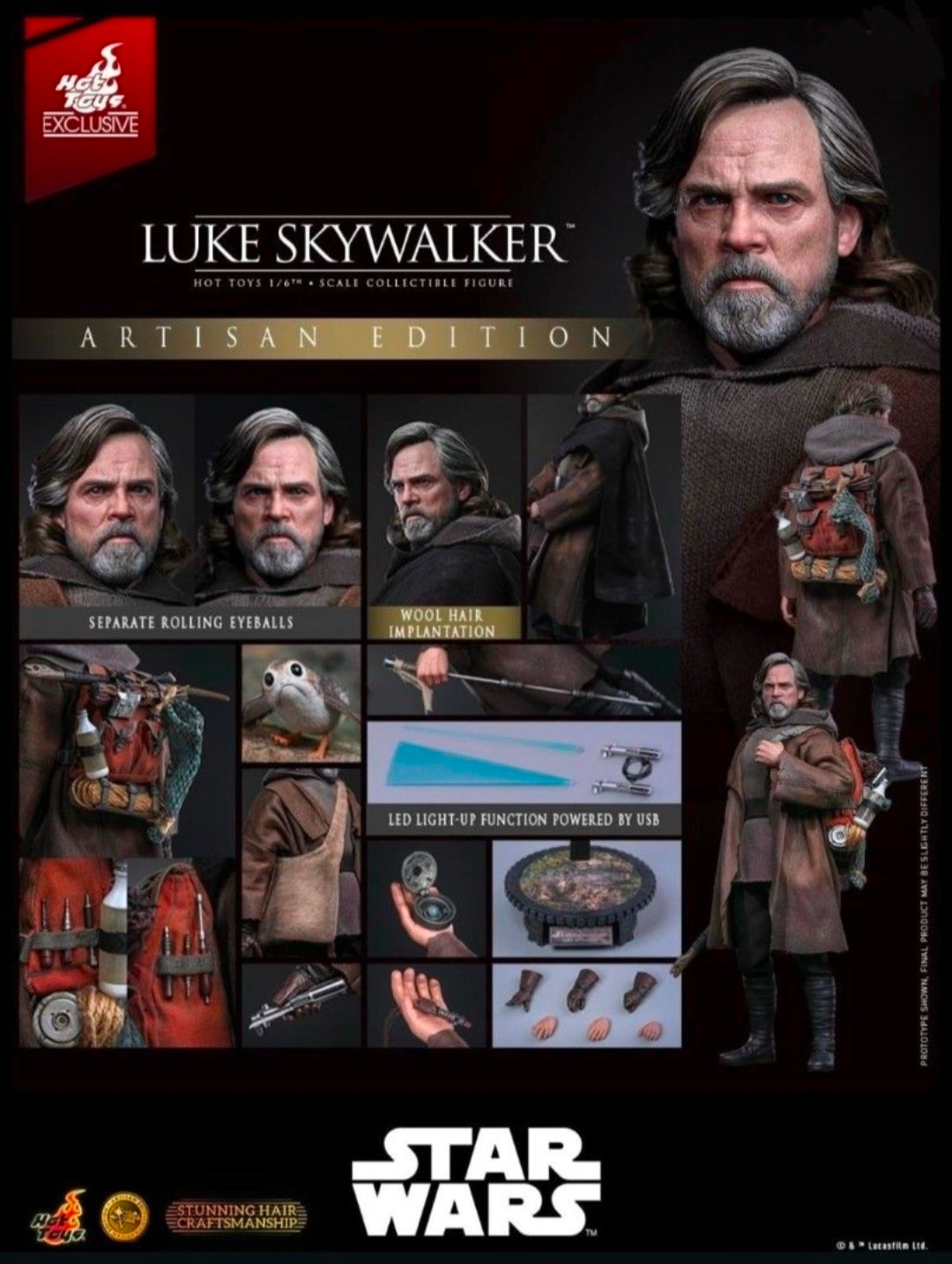 Exclusive ! Artisan Edition Hot Toys - MMS879AE - The Last Jedi - 1/6 scale Luke Skywalker Collectible Figure
