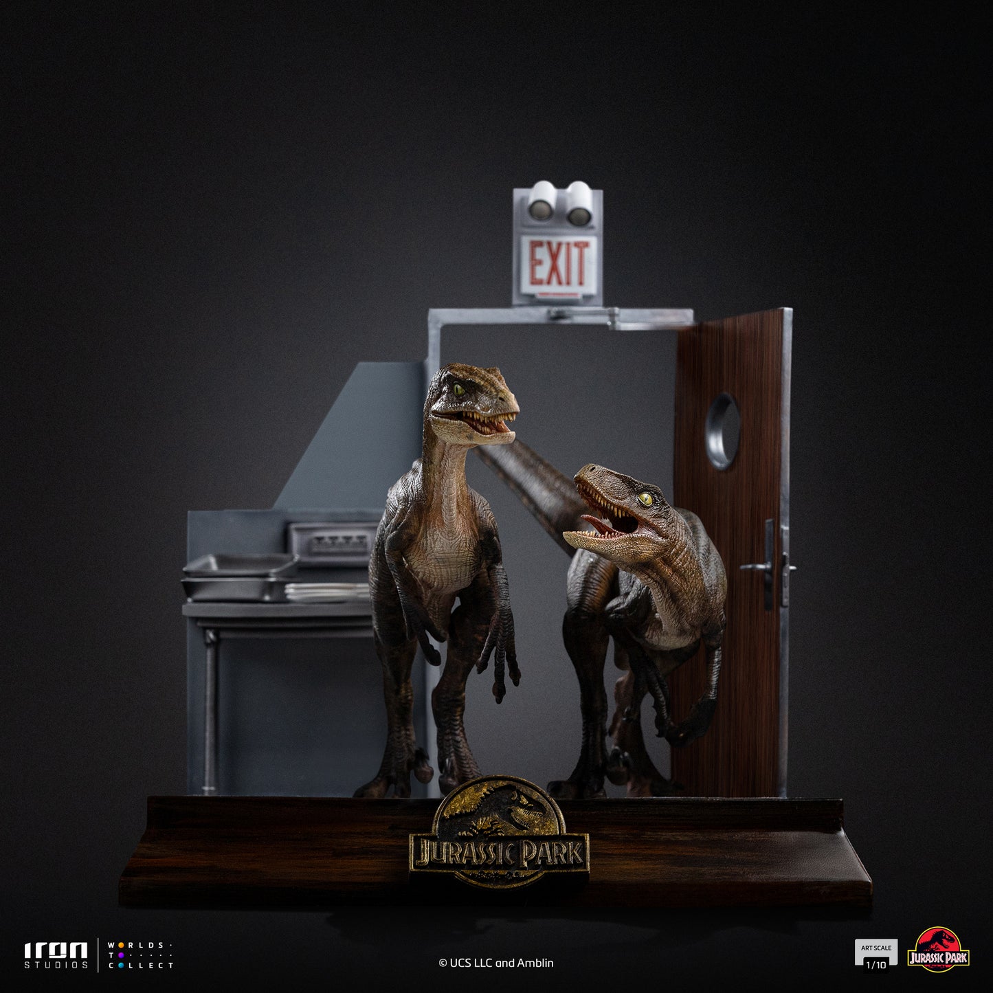 Iron Studio Raptors at the Kitchen's Door - Jurassic Park - Art Scale 1/10 Scale