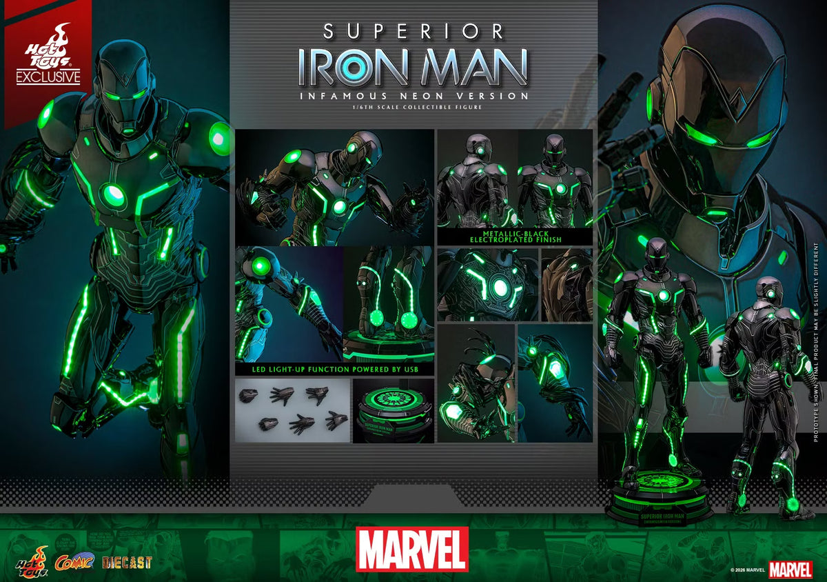 PRE ORDER - Hot Toys EXCLUSIVE - Superior Iron Man (Infamous Neon Version) CMS036D83 -1/6 Scale Collectible Figure