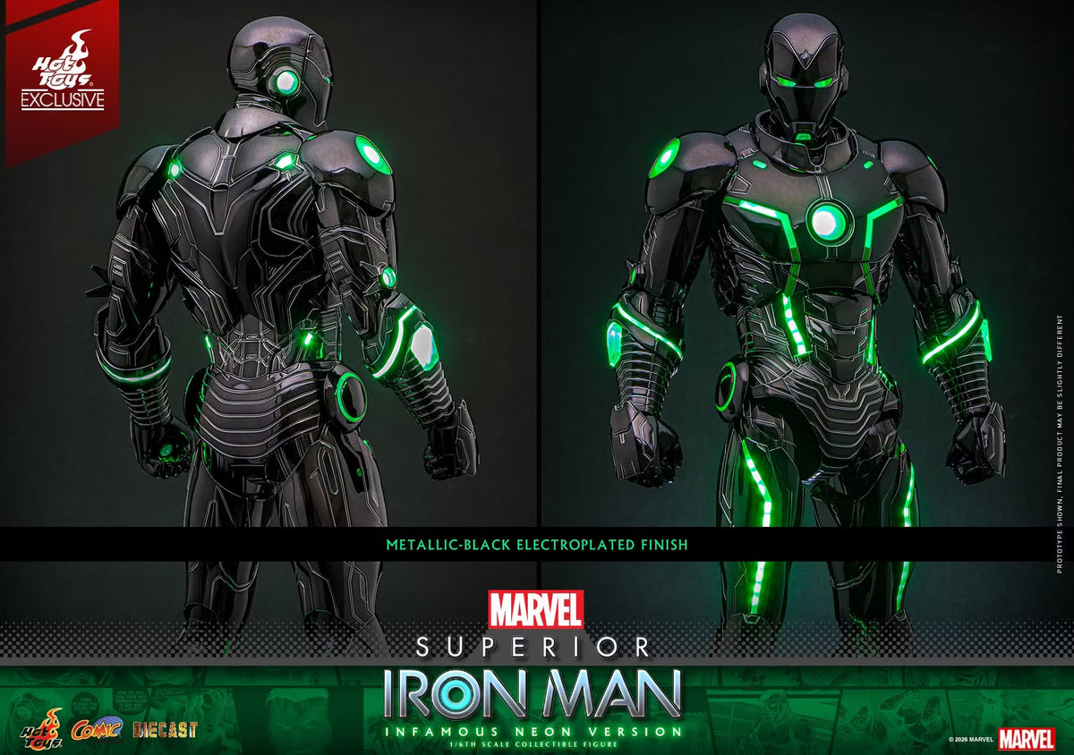PRE ORDER - Hot Toys EXCLUSIVE - Superior Iron Man (Infamous Neon Version) CMS036D83 -1/6 Scale Collectible Figure