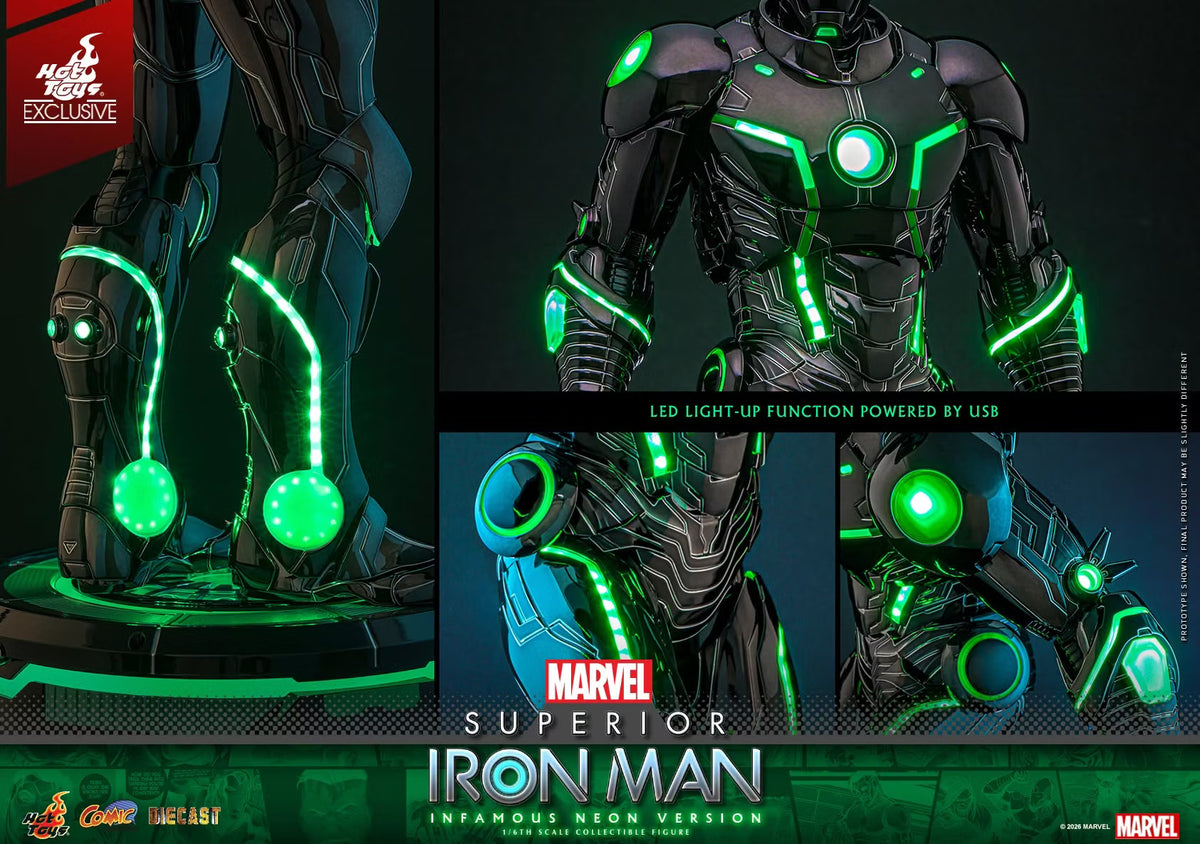 PRE ORDER - Hot Toys EXCLUSIVE - Superior Iron Man (Infamous Neon Version) CMS036D83 -1/6 Scale Collectible Figure