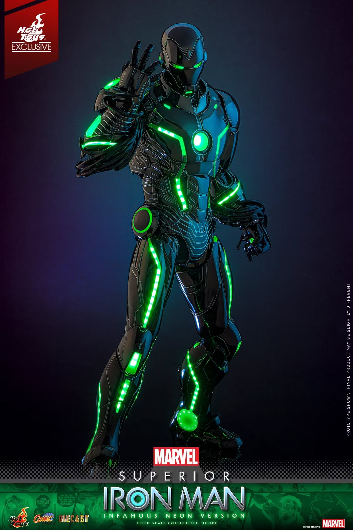 PRE ORDER - Hot Toys EXCLUSIVE - Superior Iron Man (Infamous Neon Version) CMS036D83 -1/6 Scale Collectible Figure