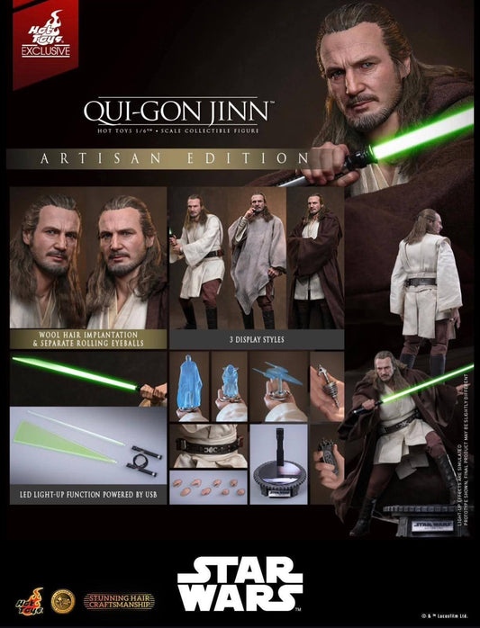 Artisan Edition ! Hot Toys MMS881AE Qui Gon Jinn Star Wars The Phantom  Menace