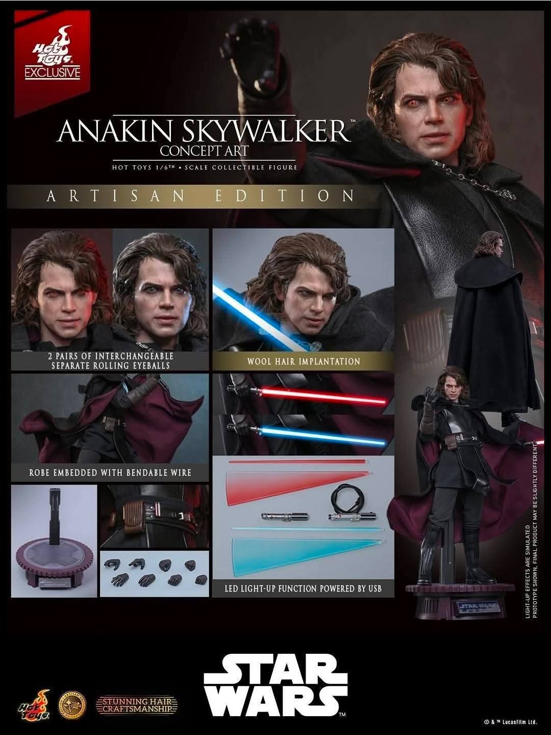 Artisan Edition ! Hot Toys MMS882AE Anakin Skywalker Wars Concept Art
