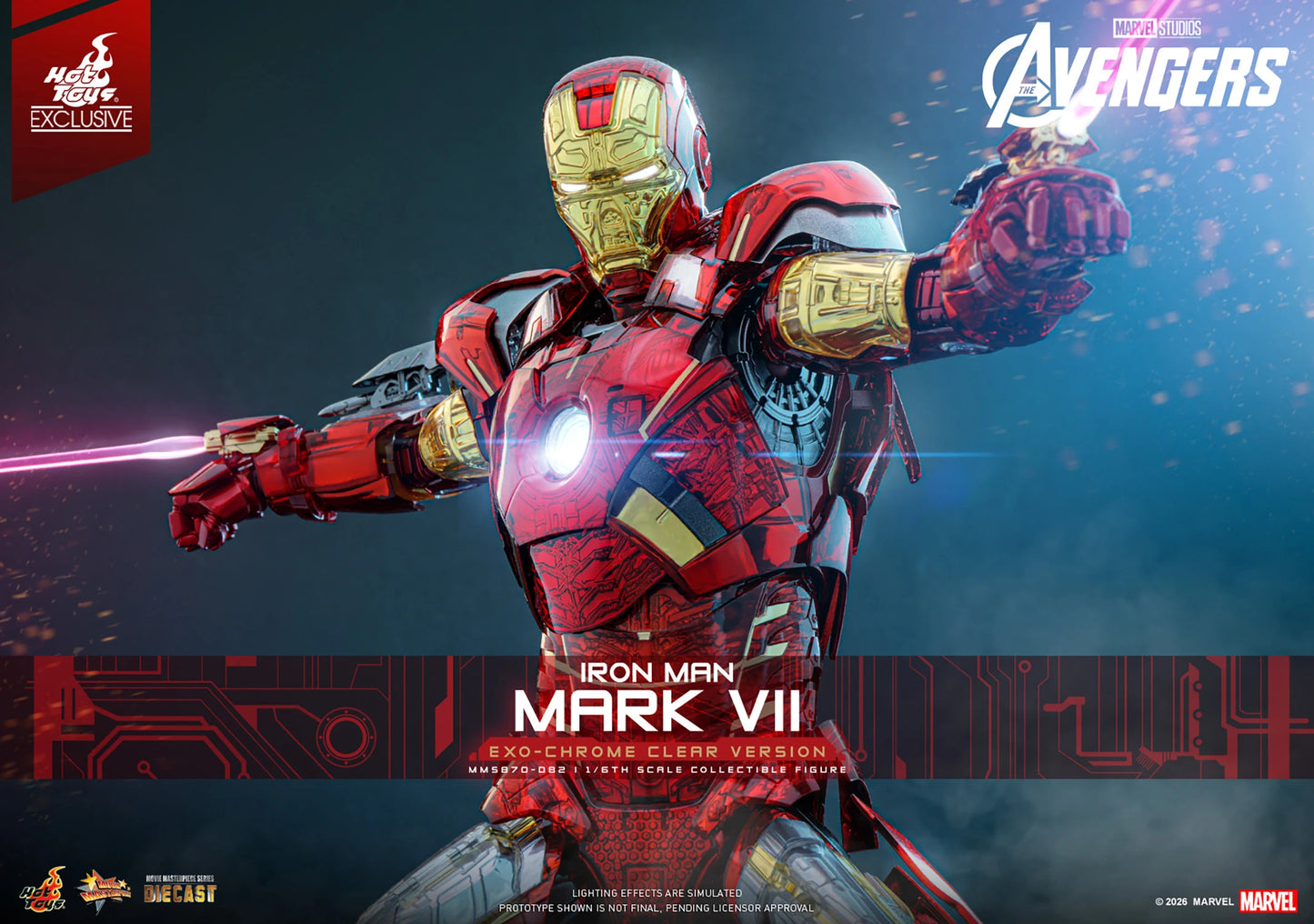 PRE ORDER - Exclusive Hot Toys Iron Man Mark VII (Exo-Chrome Clear Version) MMS870D82 1/6 Scale Collectible Figures