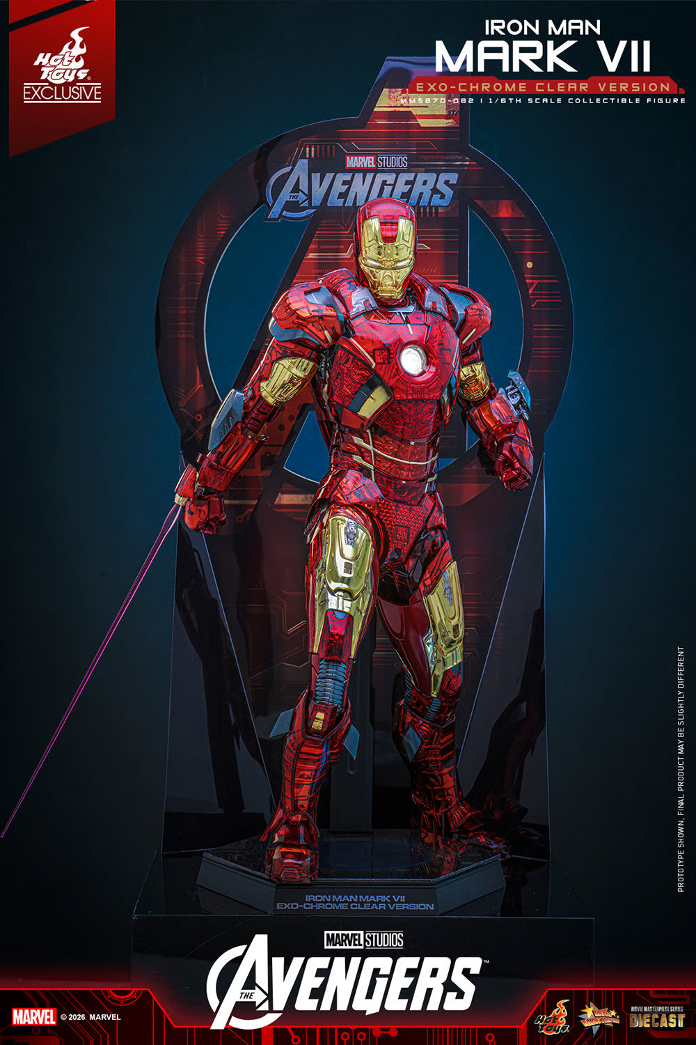 PRE ORDER - Exclusive Hot Toys Iron Man Mark VII (Exo-Chrome Clear Version) MMS870D82 1/6 Scale Collectible Figures