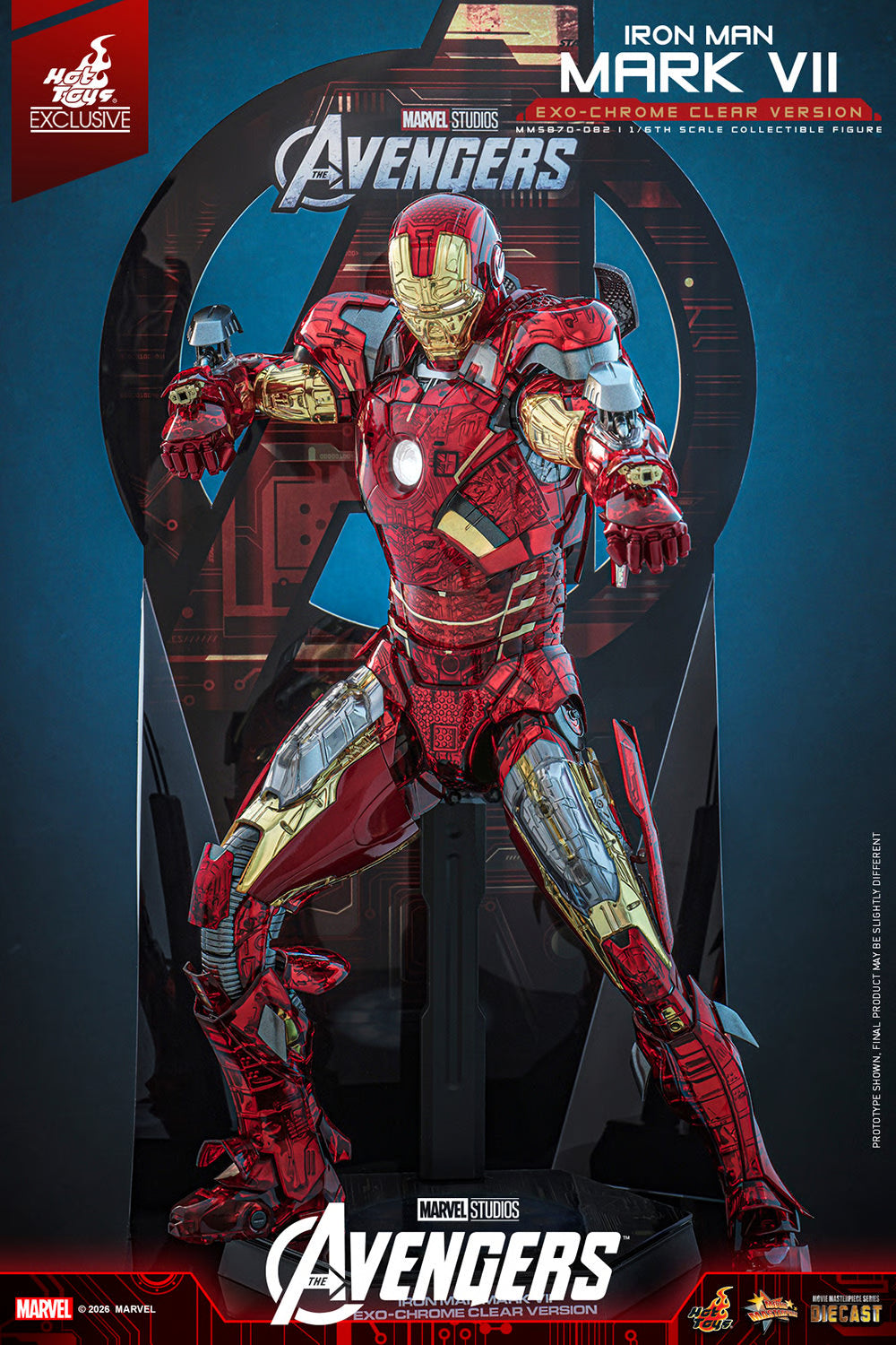 PRE ORDER - Exclusive Hot Toys Iron Man Mark VII (Exo-Chrome Clear Version) MMS870D82 1/6 Scale Collectible Figures