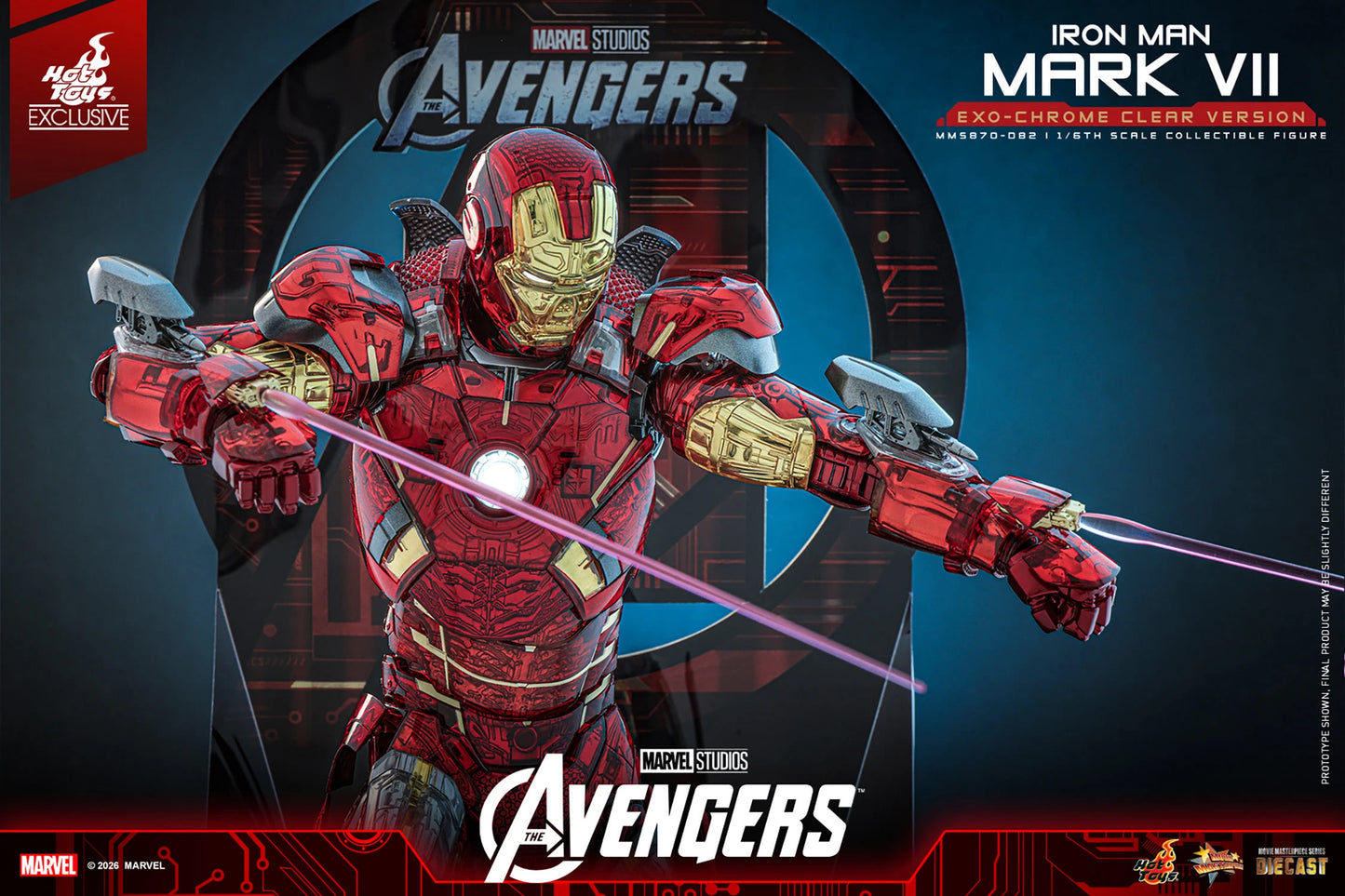 PRE ORDER - Exclusive Hot Toys Iron Man Mark VII (Exo-Chrome Clear Version) MMS870D82 1/6 Scale Collectible Figures