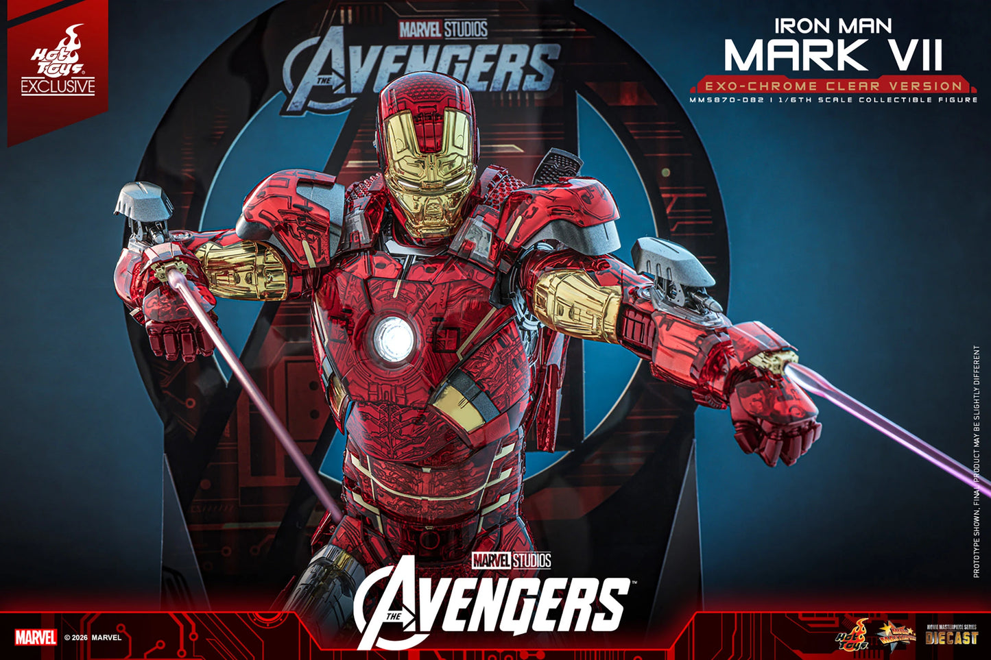 PRE ORDER - Exclusive Hot Toys Iron Man Mark VII (Exo-Chrome Clear Version) MMS870D82 1/6 Scale Collectible Figures