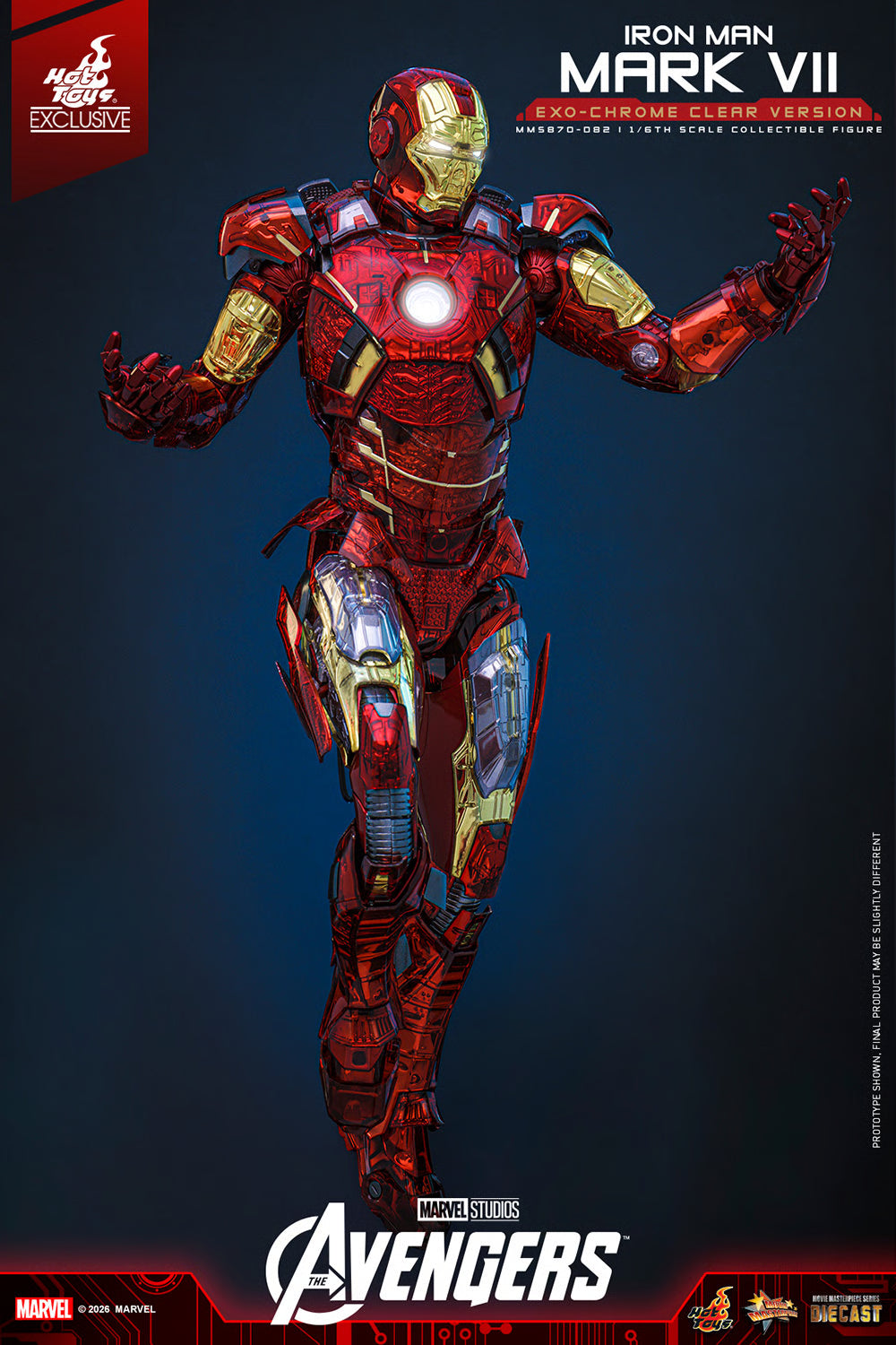 PRE ORDER - Exclusive Hot Toys Iron Man Mark VII (Exo-Chrome Clear Version) MMS870D82 1/6 Scale Collectible Figures