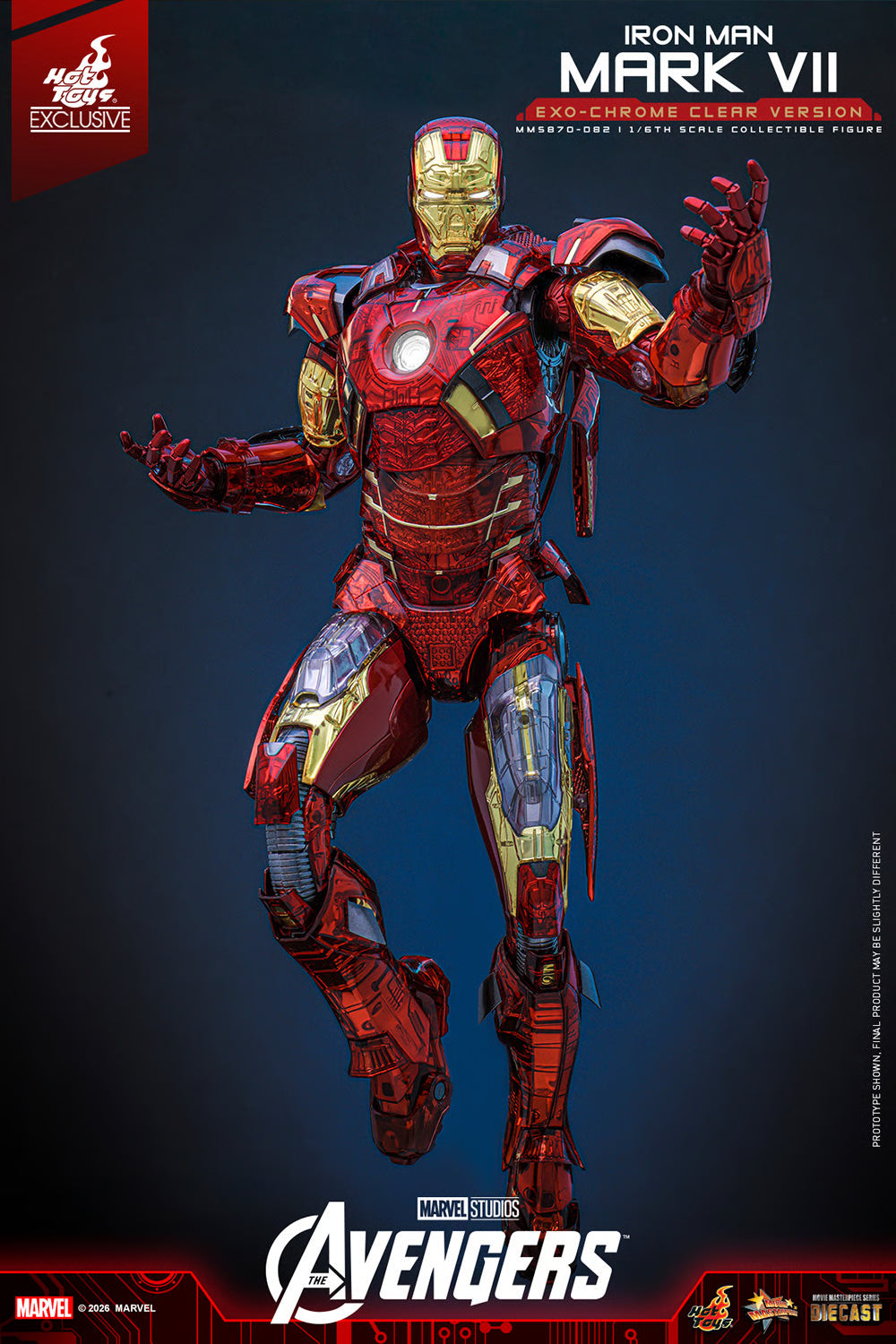 PRE ORDER - Exclusive Hot Toys Iron Man Mark VII (Exo-Chrome Clear Version) MMS870D82 1/6 Scale Collectible Figures
