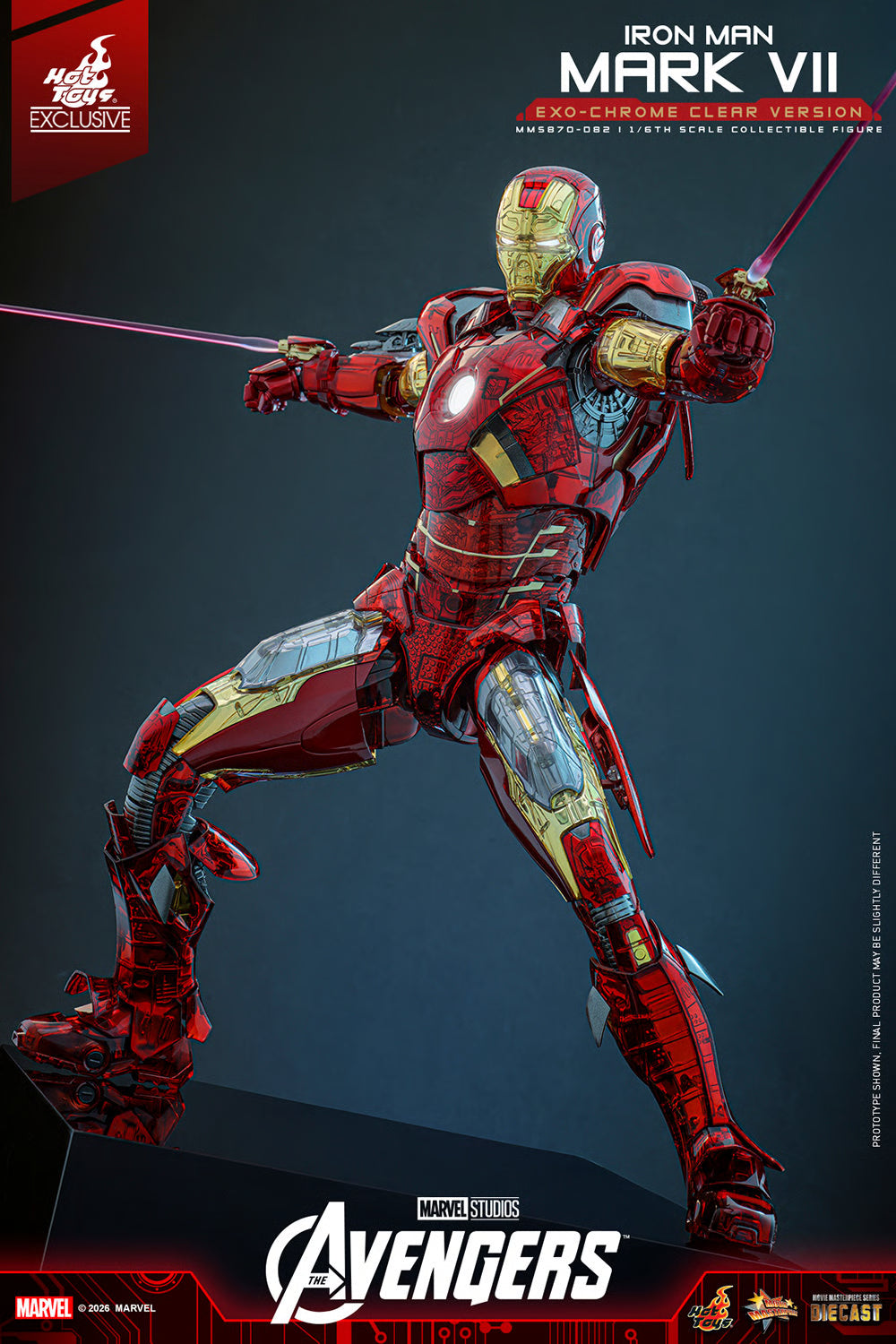 PRE ORDER - Exclusive Hot Toys Iron Man Mark VII (Exo-Chrome Clear Version) MMS870D82 1/6 Scale Collectible Figures