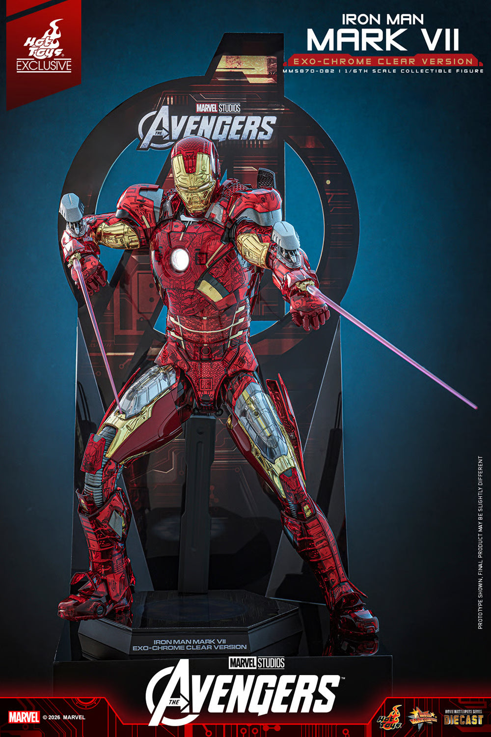 PRE ORDER - Exclusive Hot Toys Iron Man Mark VII (Exo-Chrome Clear Version) MMS870D82 1/6 Scale Collectible Figures