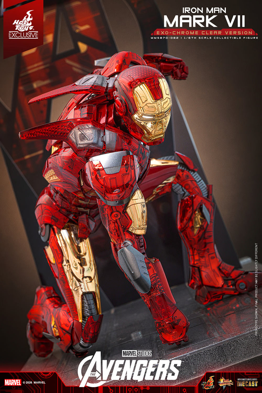 PRE ORDER - Exclusive Hot Toys Iron Man Mark VII (Exo-Chrome Clear Version) MMS870D82 1/6 Scale Collectible Figures