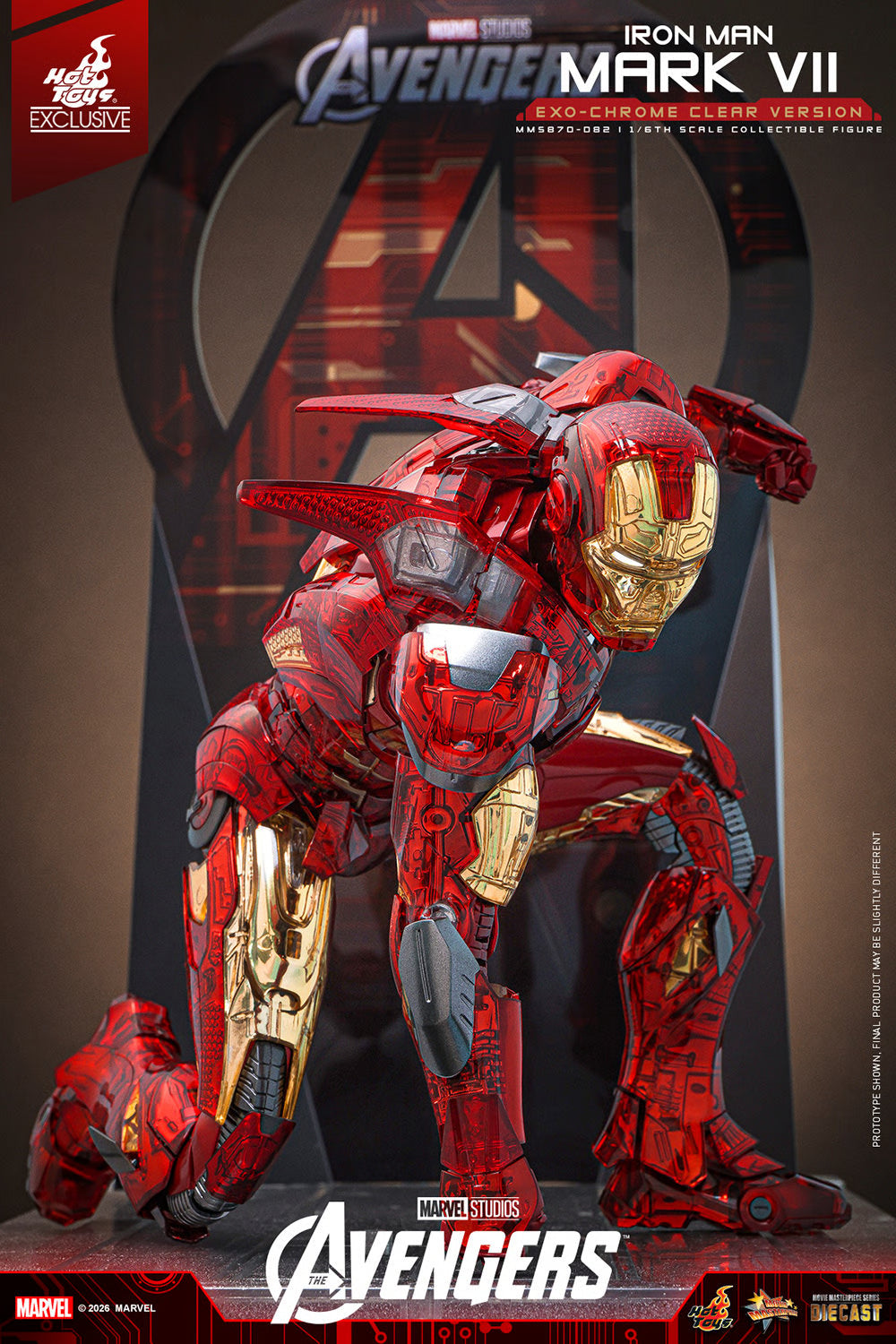 PRE ORDER - Exclusive Hot Toys Iron Man Mark VII (Exo-Chrome Clear Version) MMS870D82 1/6 Scale Collectible Figures