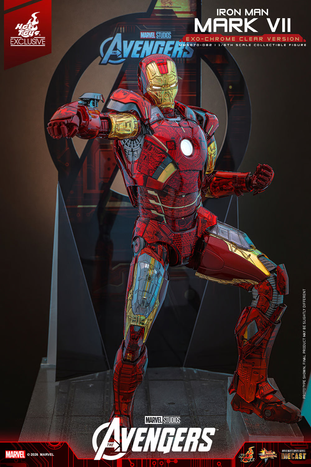 PRE ORDER - Exclusive Hot Toys Iron Man Mark VII (Exo-Chrome Clear Version) MMS870D82 1/6 Scale Collectible Figures