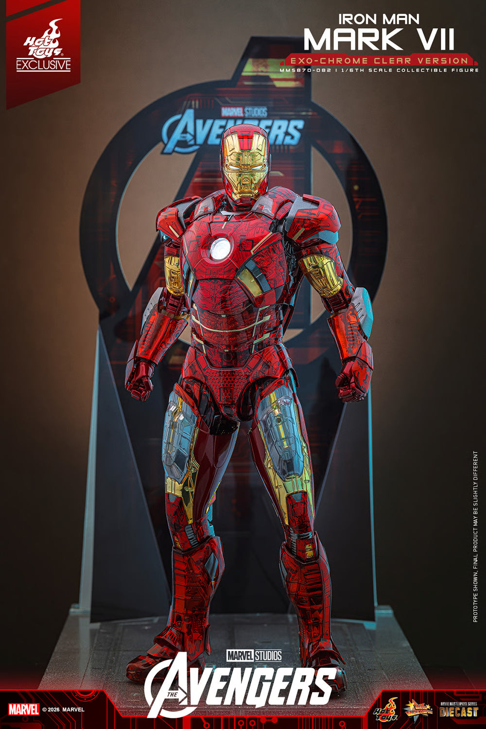 PRE ORDER - Exclusive Hot Toys Iron Man Mark VII (Exo-Chrome Clear Version) MMS870D82 1/6 Scale Collectible Figures