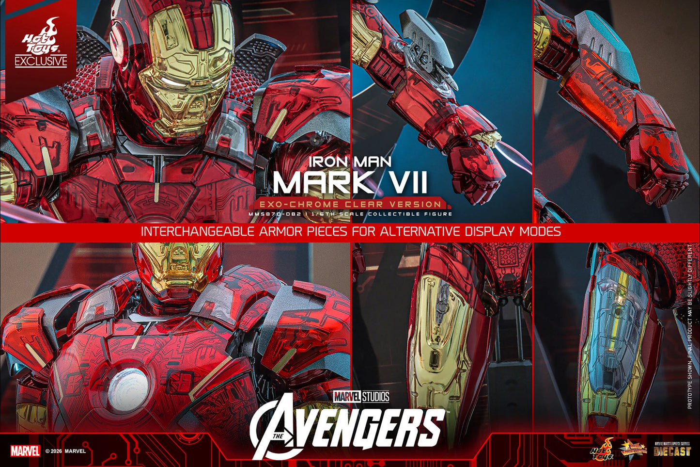 PRE ORDER - Exclusive Hot Toys Iron Man Mark VII (Exo-Chrome Clear Version) MMS870D82 1/6 Scale Collectible Figures
