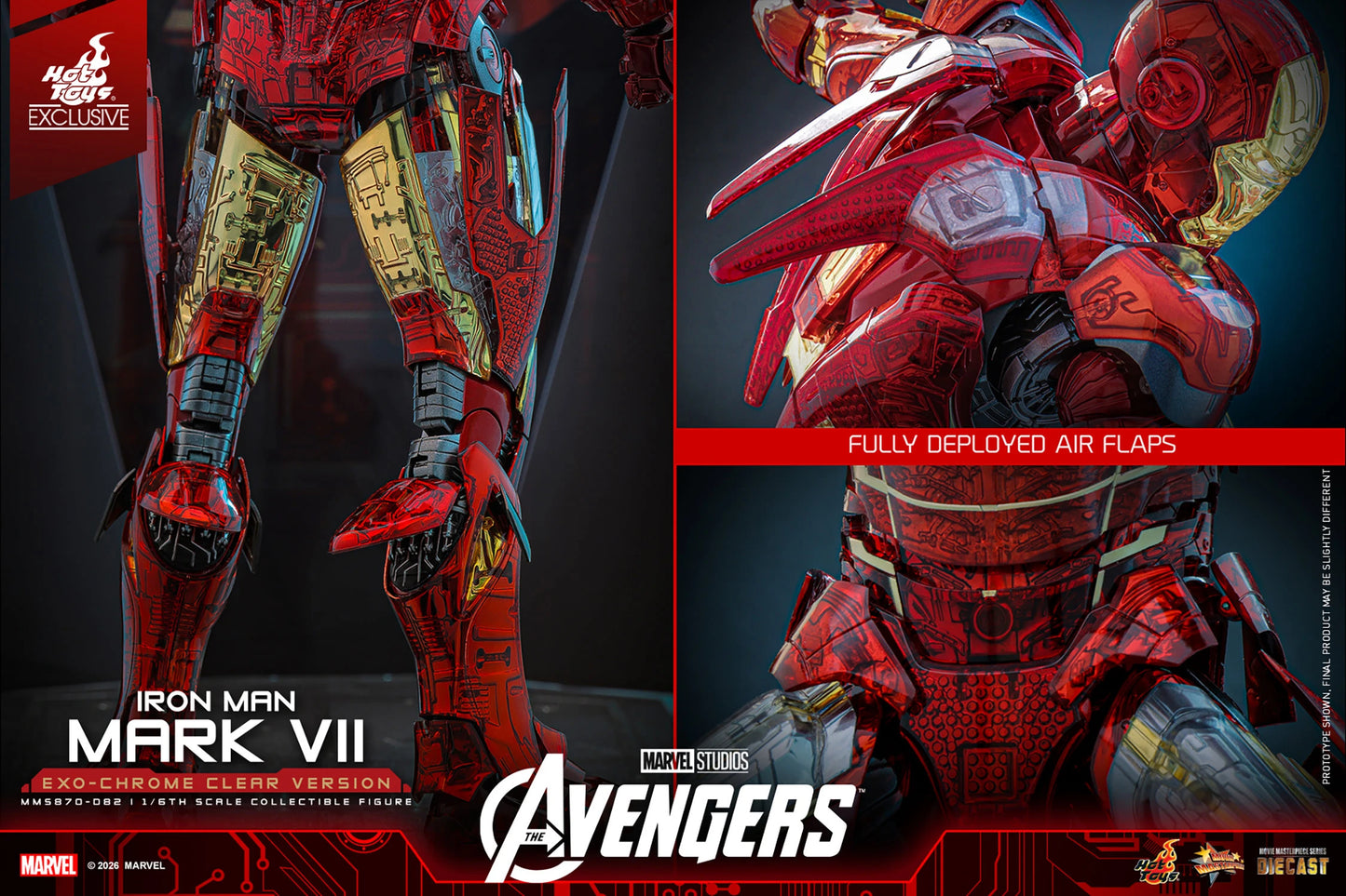 PRE ORDER - Exclusive Hot Toys Iron Man Mark VII (Exo-Chrome Clear Version) MMS870D82 1/6 Scale Collectible Figures