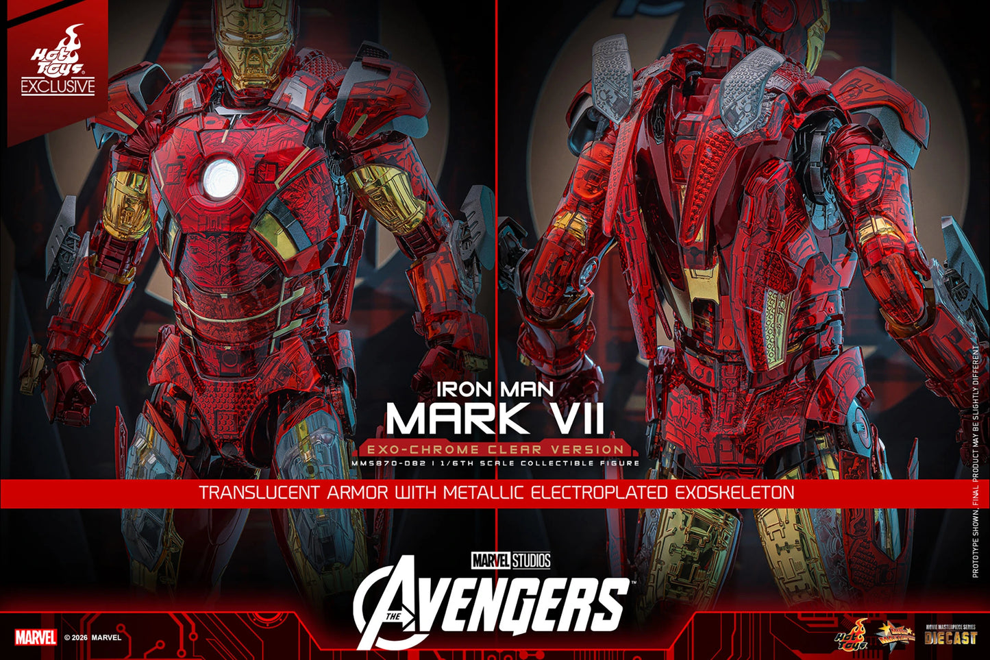 PRE ORDER - Exclusive Hot Toys Iron Man Mark VII (Exo-Chrome Clear Version) MMS870D82 1/6 Scale Collectible Figures