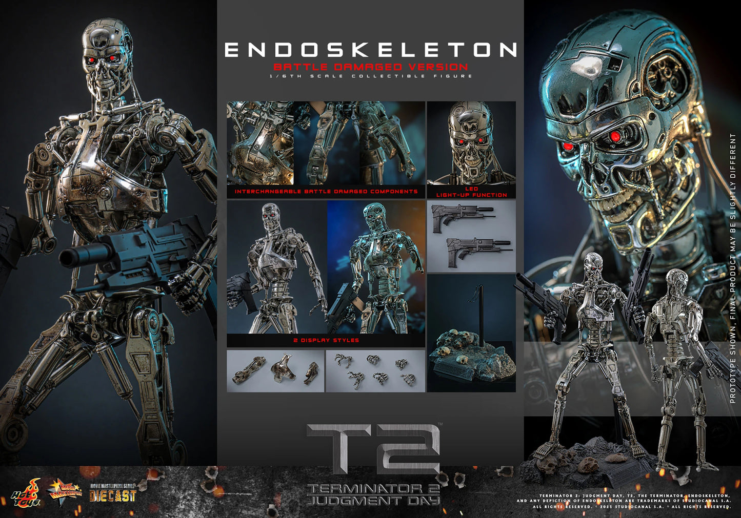 PRE ORDER - Hot Toys Terminator 2: Judgement Day - Endoskeleton (Battle Damaged Version) MMS840D77 1/6 Scale Collectible Figiures